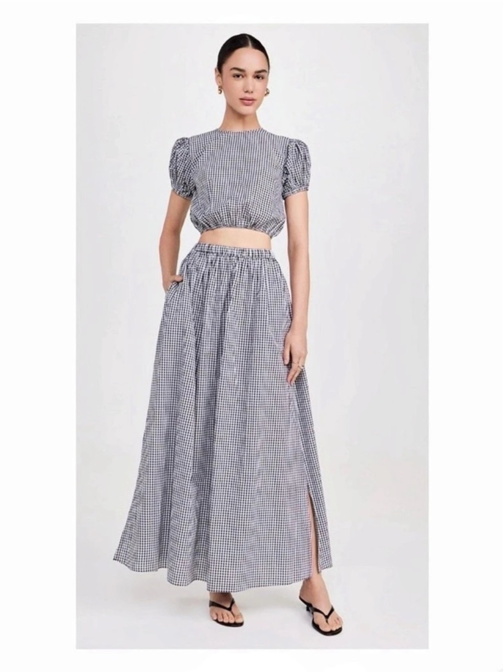 Playa Lucila Gingham Maxi Skirt in Black & White Size Large Like New